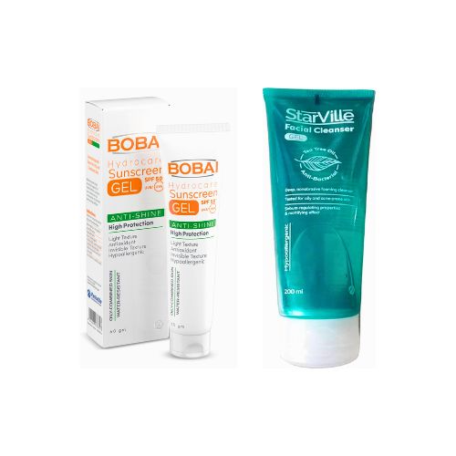 وباي صن اسكرين جيل60مل + ستار فيل غسول للوجه اخضر 200 مل